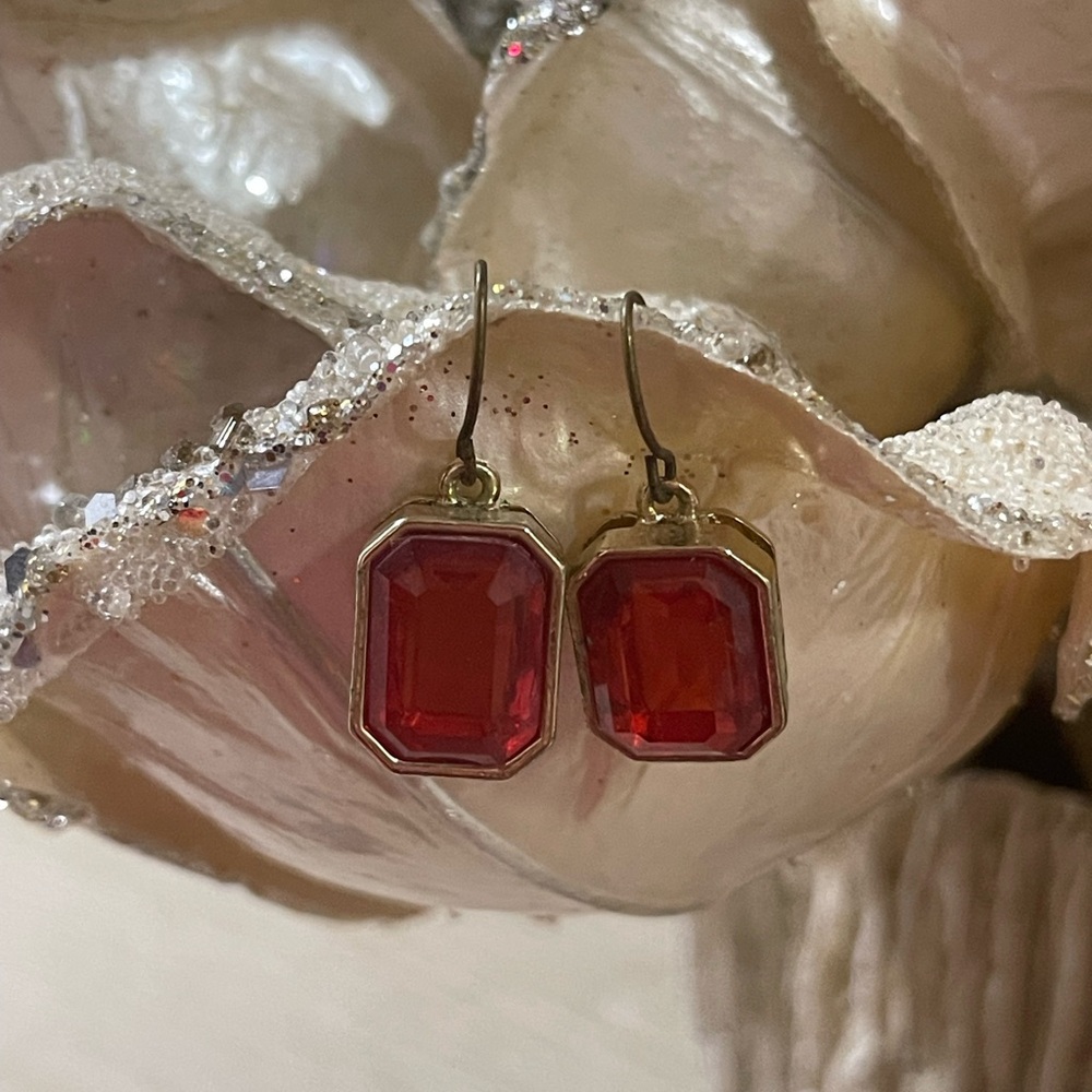 Elegant Red and Gold Drop Earrings